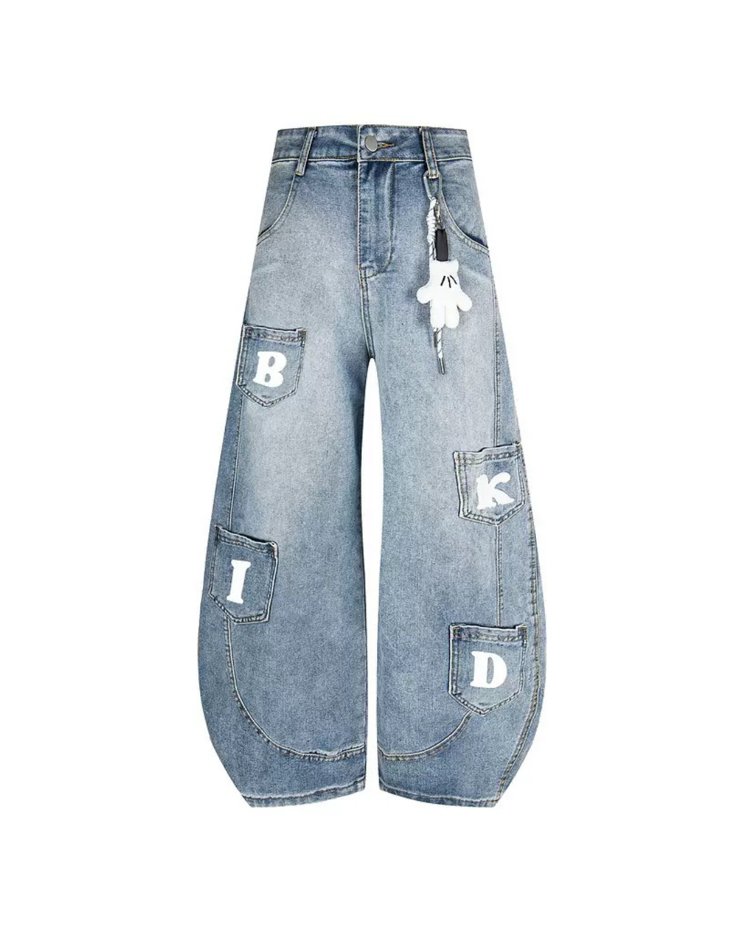 Ornament balloon cut denim jean pants