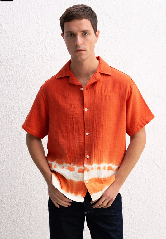Giesto creased effect revere shirt