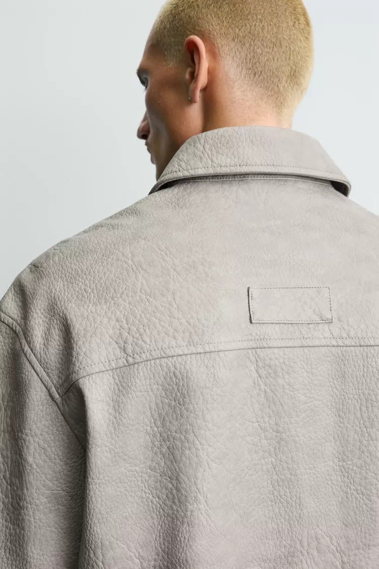 Zara leather boxy overshirt
