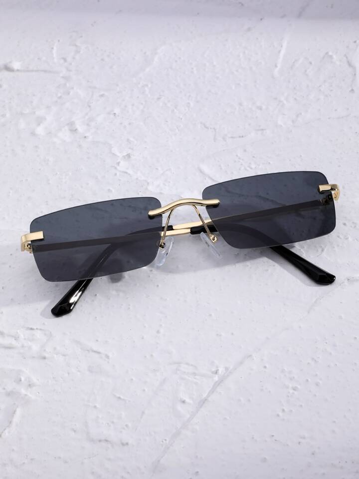 Rectangle rimless lens glasses