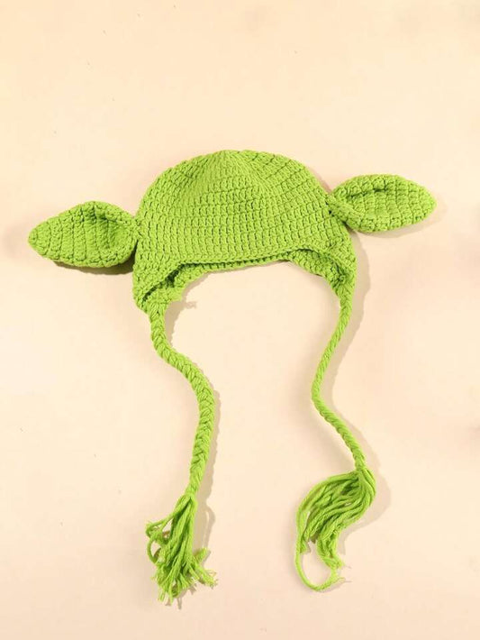 Y2k green knitted beanie