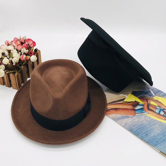 Wool fedora brim hat