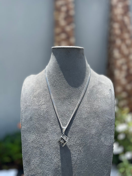 Cubic pendant stainless steel necklace