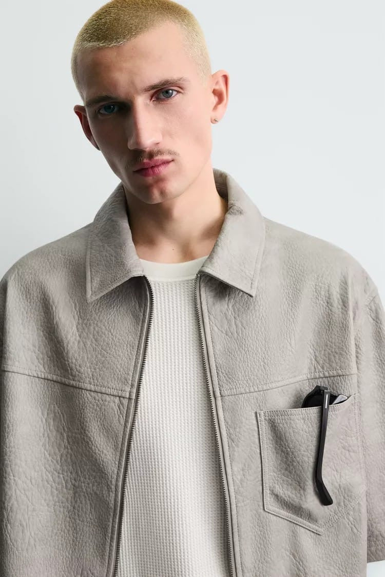 Zara leather boxy overshirt