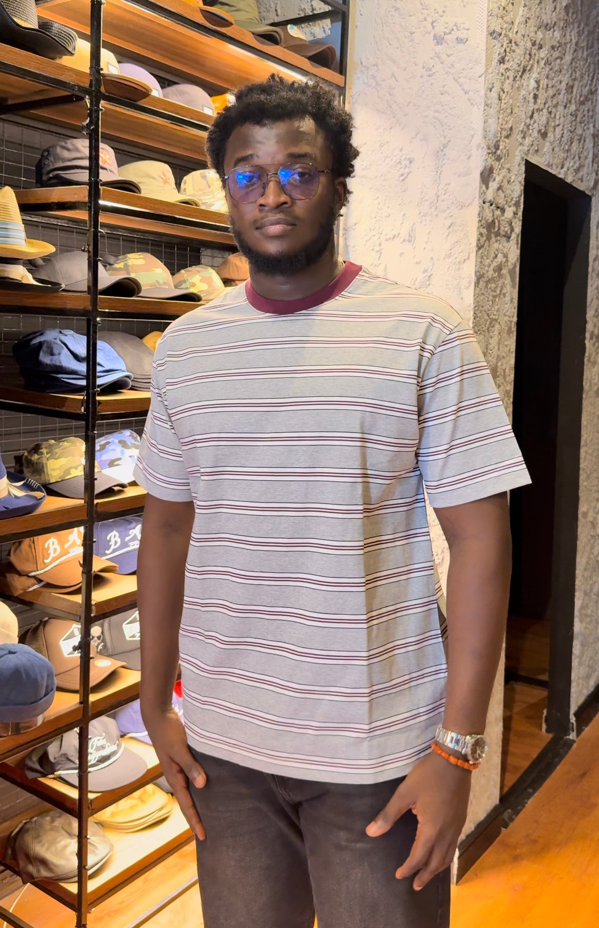 Stripe cotton t-shirt