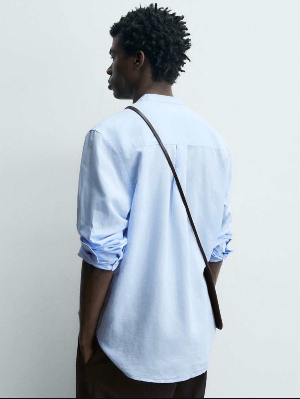 Zara linen tab collar shirt