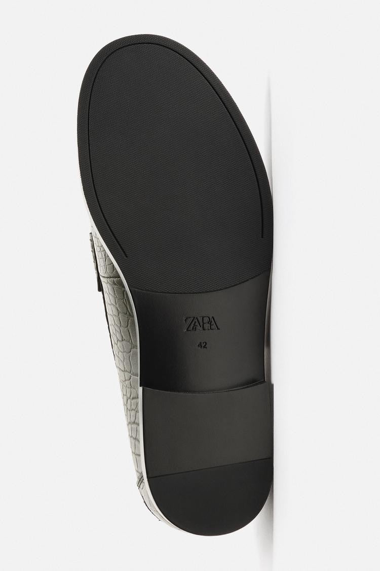 Zara croc skin loafers