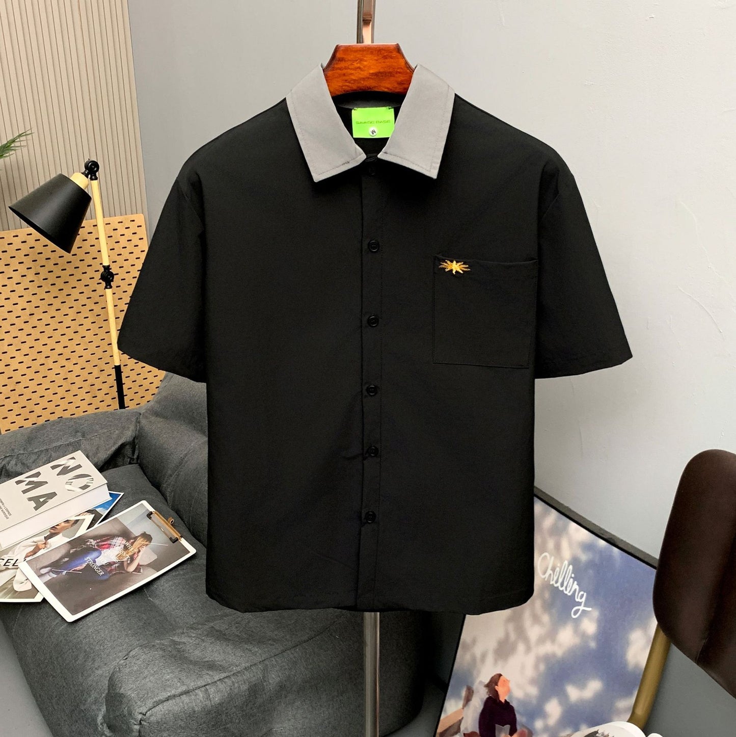 Embroidered bowling shirt