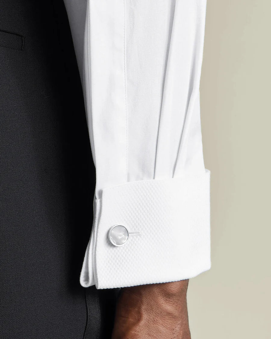Bib Front Wing Collar Evening Shirt - White