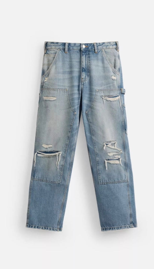Zara distressed carpenter jean