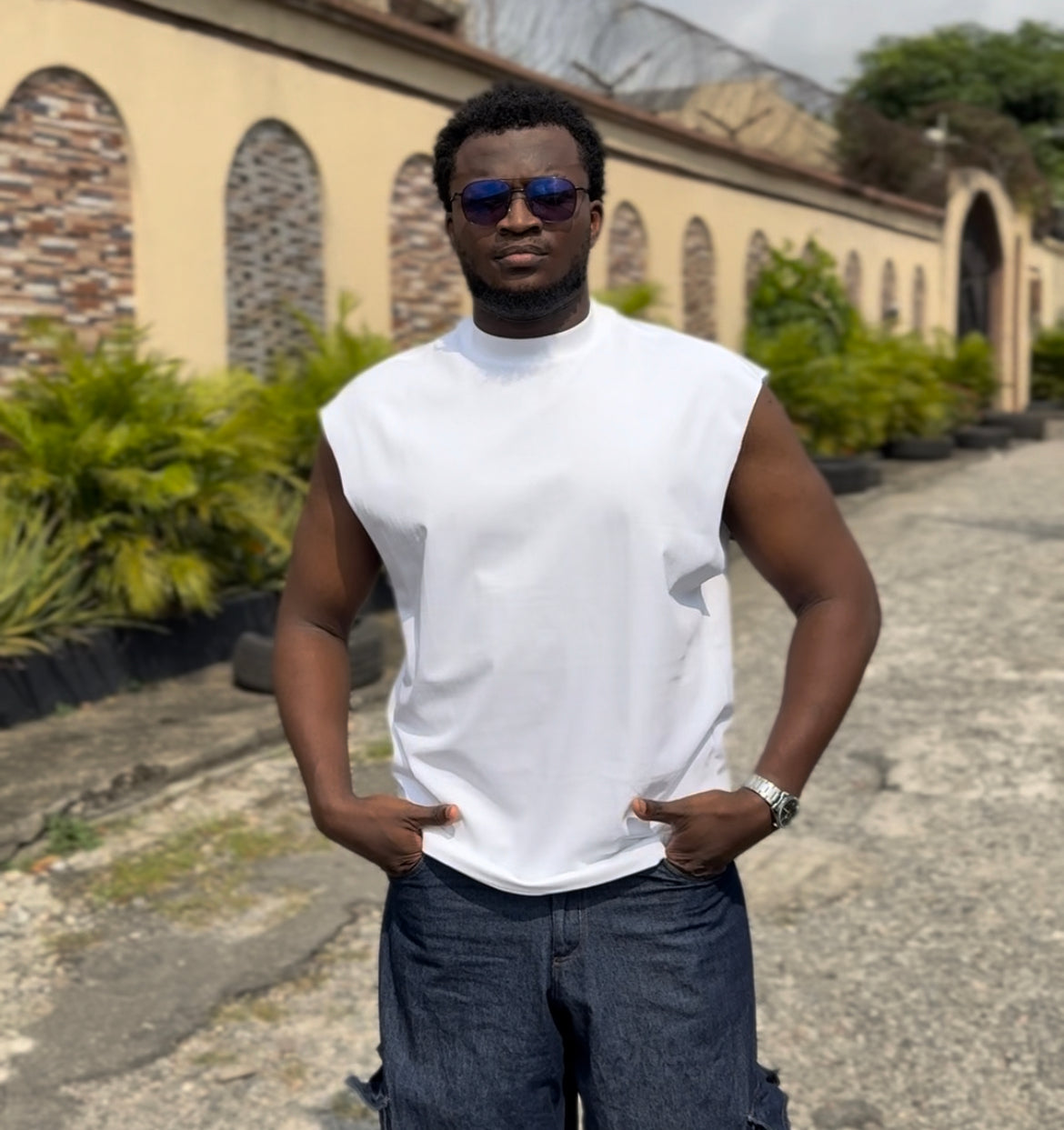 300GSM extended neck sleeveless