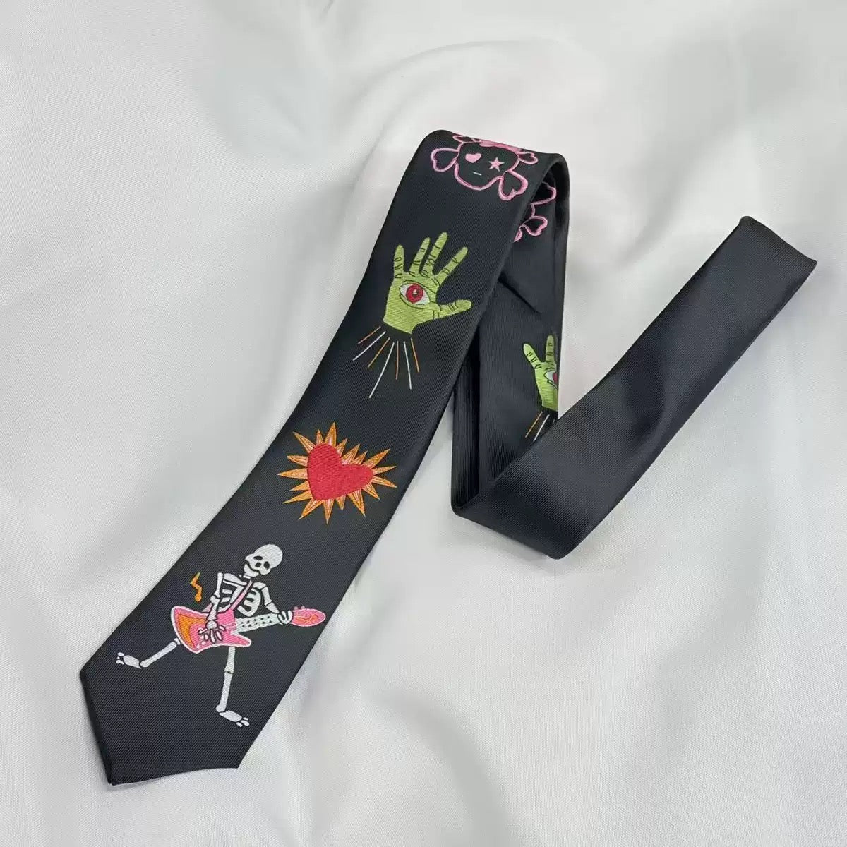 Embroidered goth tie