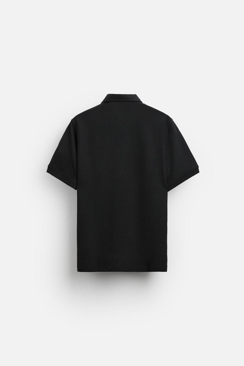 Zara Lapel collar textured polo shirt