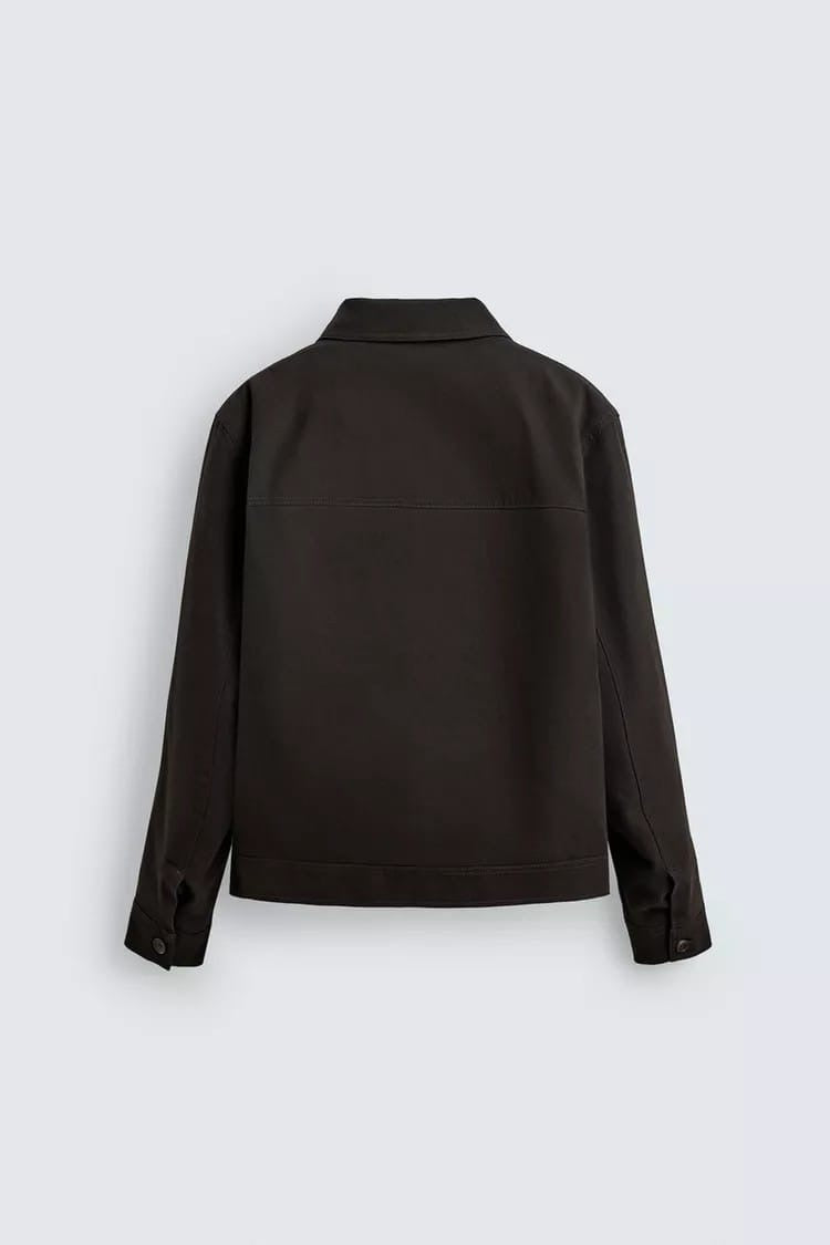 Zara puff work jacket in coffee brown