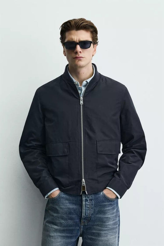 Zara water repellent technical jacket in navy