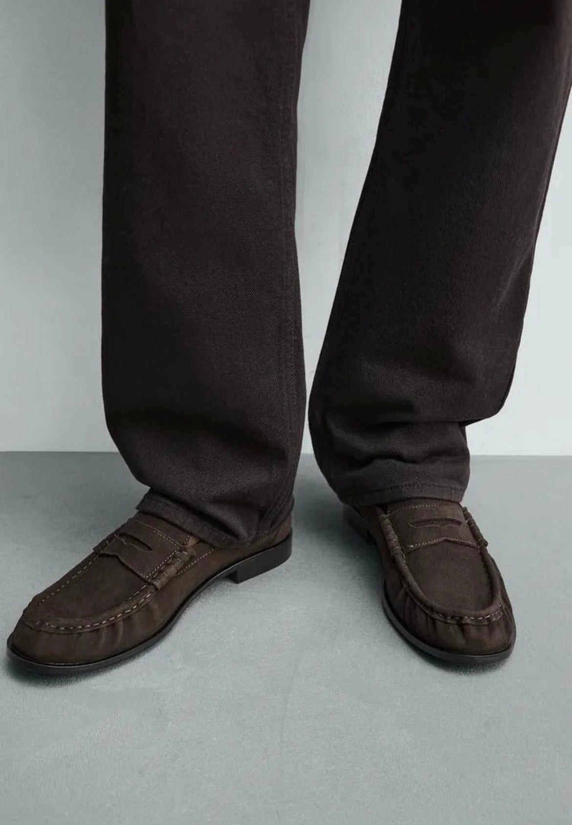 Zara suede penny loafer