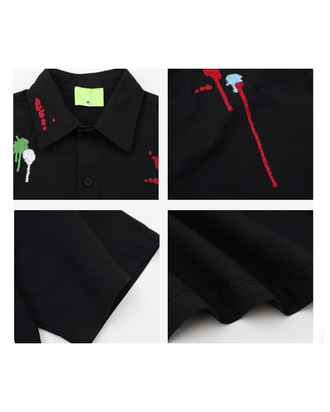 Embroidered colored black shirt