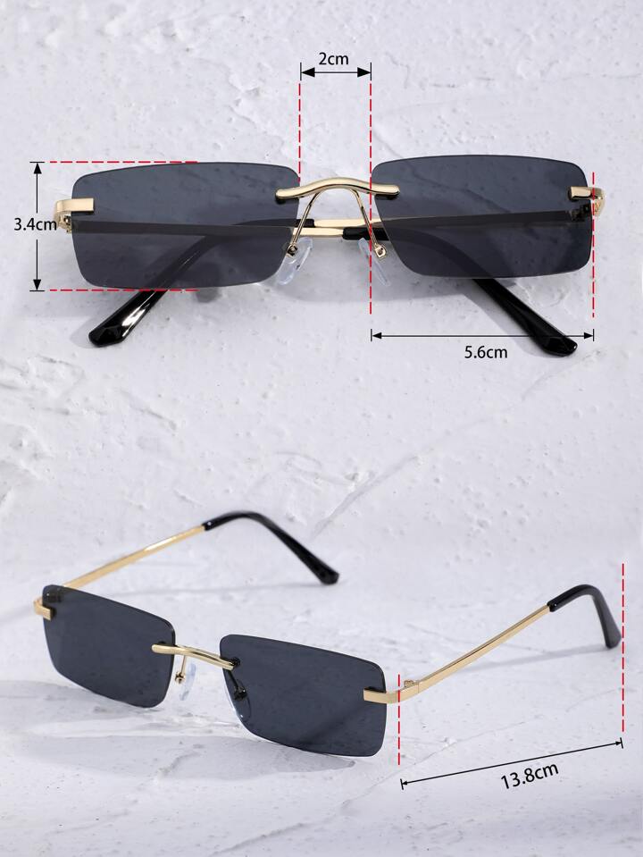 Rectangle rimless lens glasses