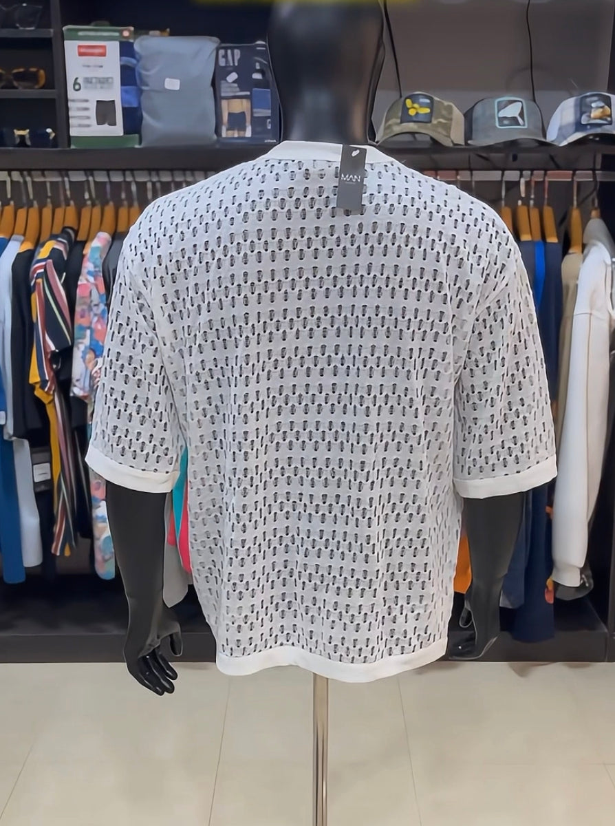 Boohoo distressed neck knit tee