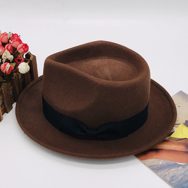 Wool fedora brim hat