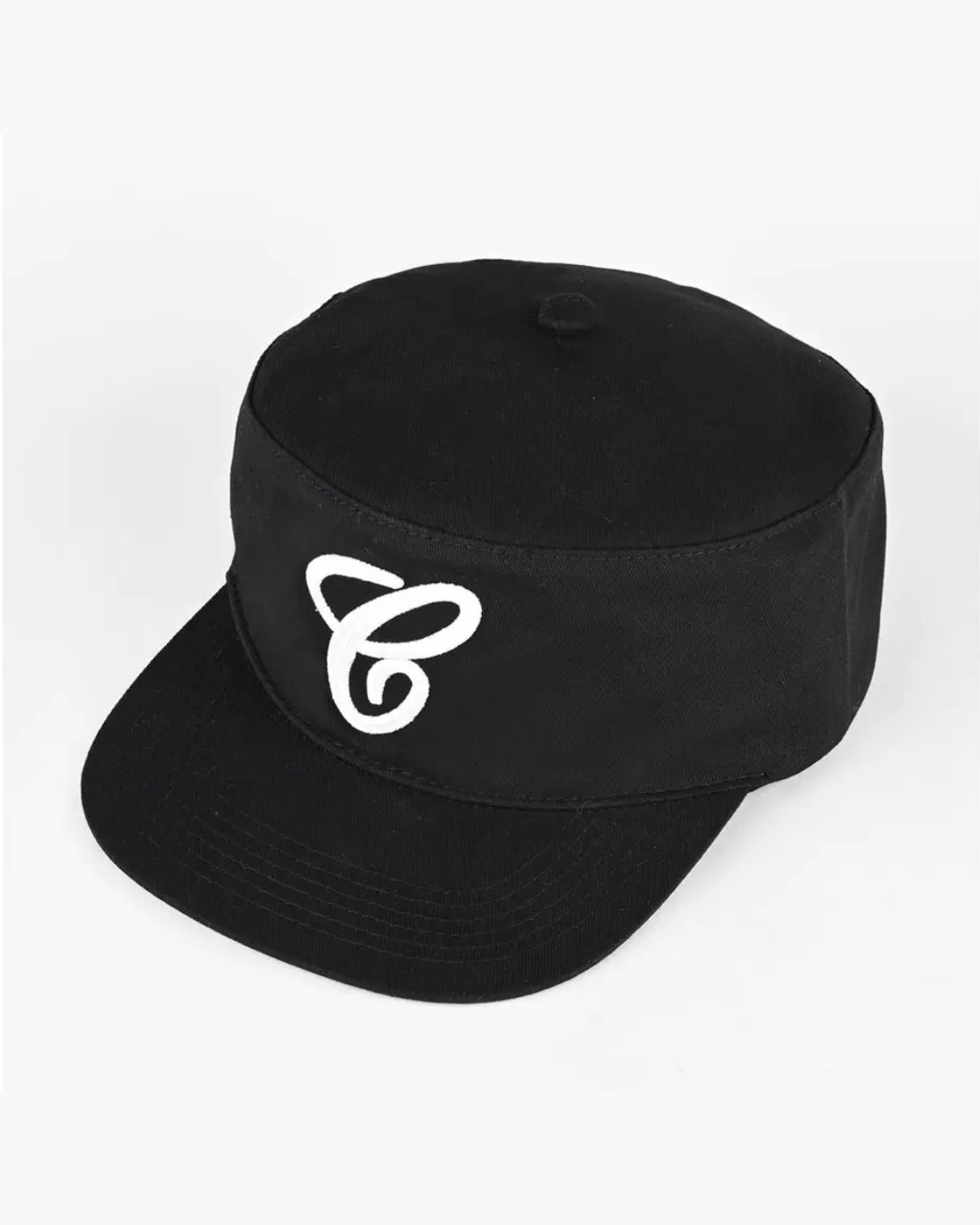 Embroidered flat top hat