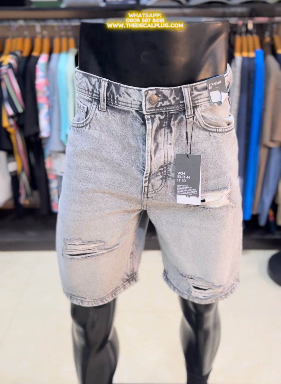 Primark distressed denim short in grey