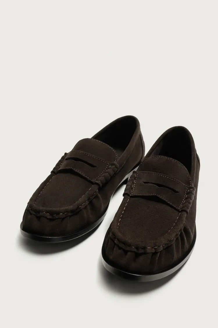 Zara suede penny loafer