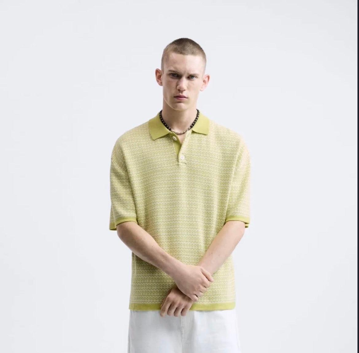 Zara textured knit polo shirt