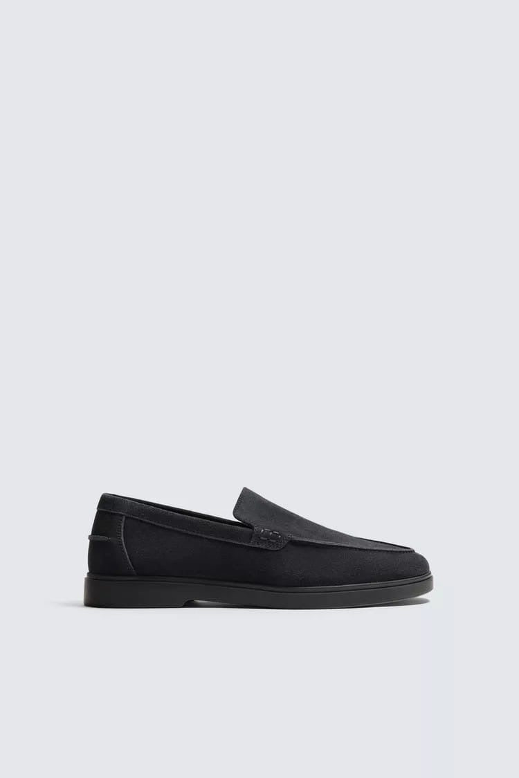 Zara Navy blue suede loafers
