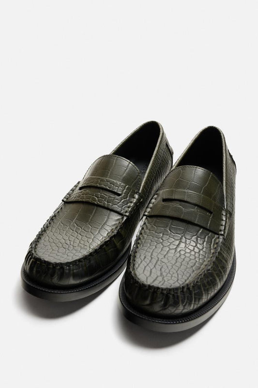 Zara croc skin loafers