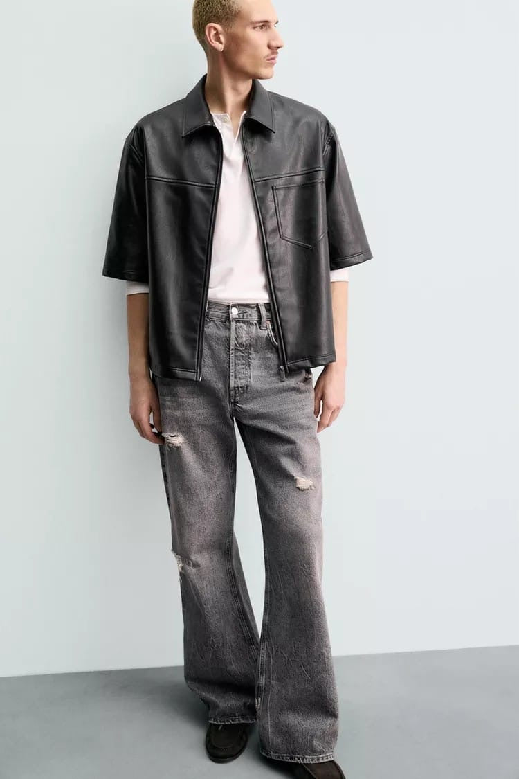 Zara faux leather shirt