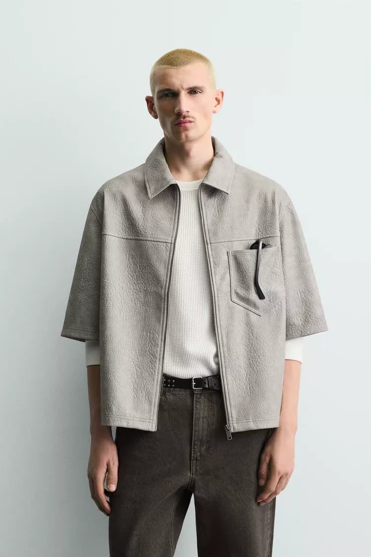 Zara leather boxy overshirt