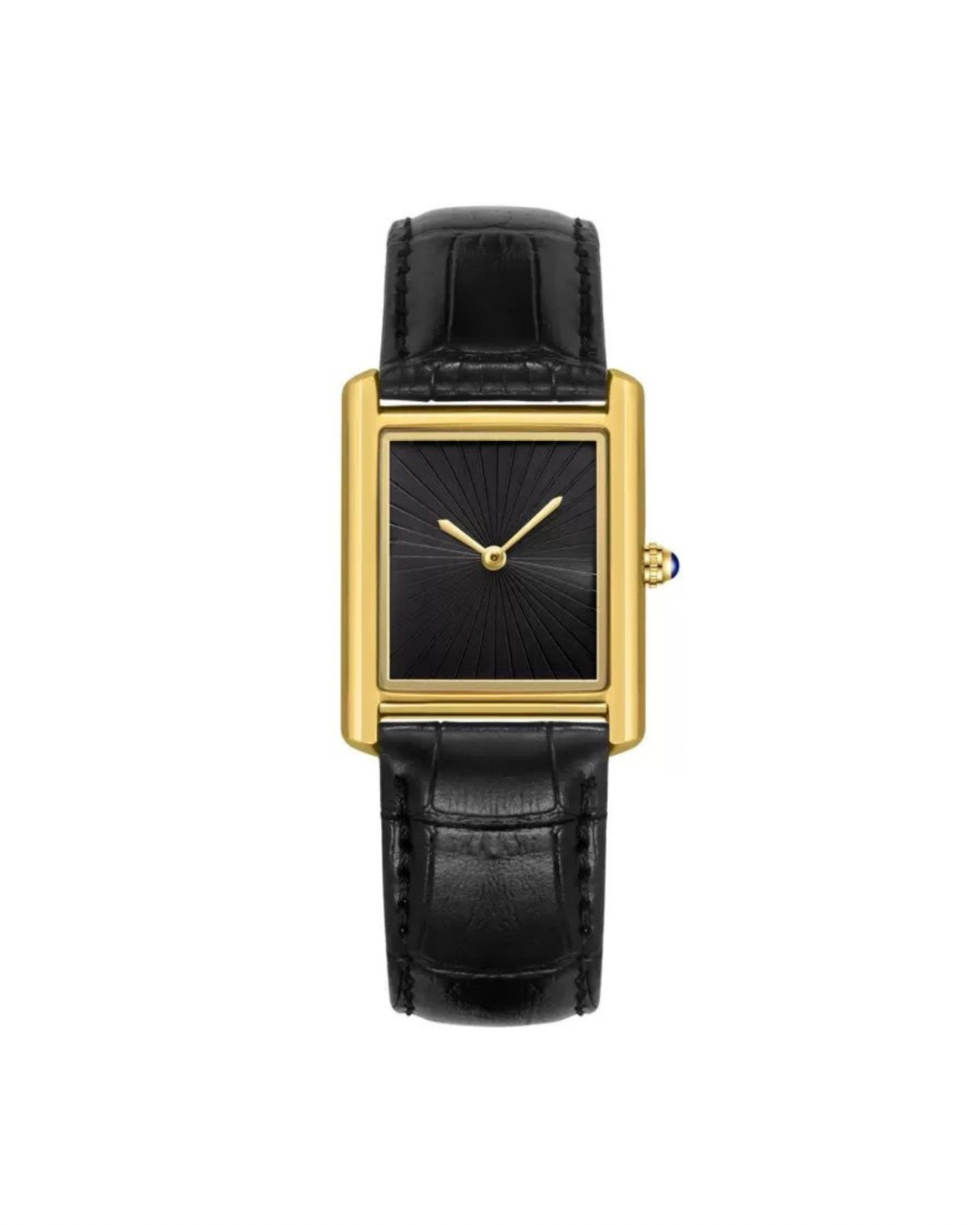 Tank steel leather strap watch