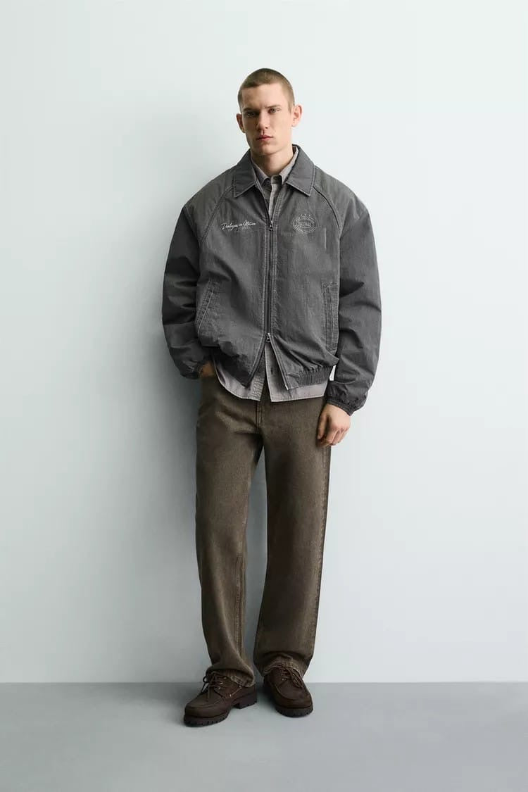 Zara washed textured puffer jacket