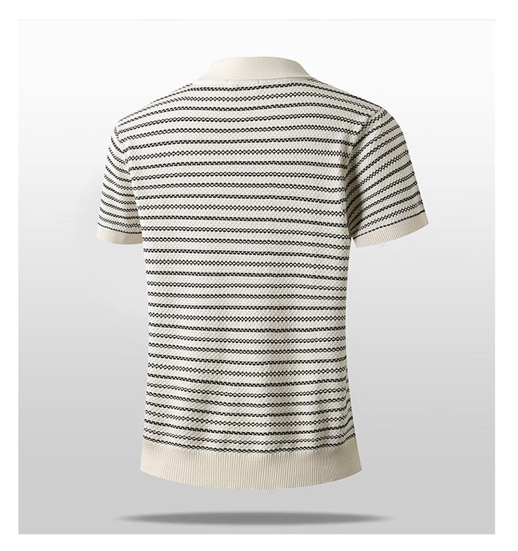 Stripe knitted polo shirt