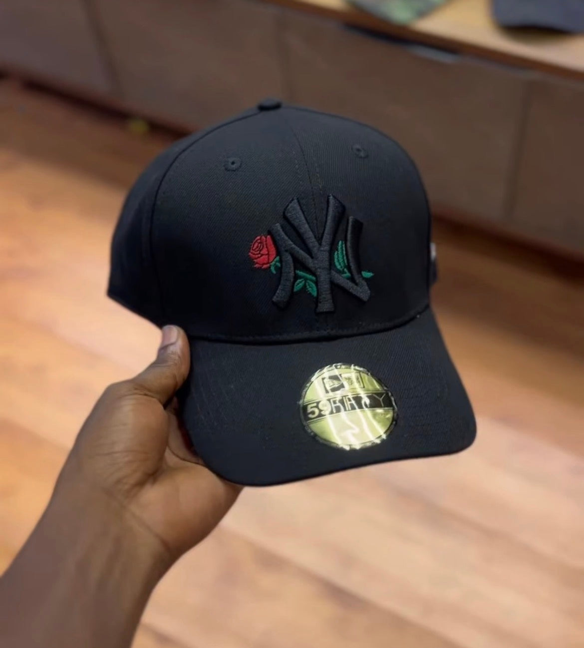 NY rose patch snapback cap