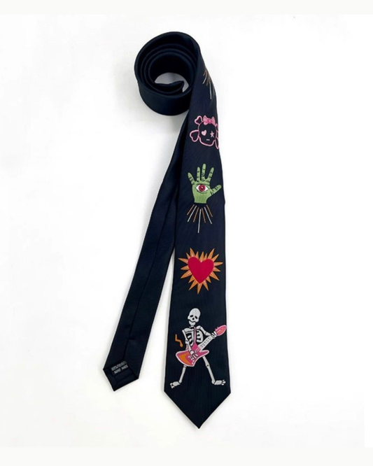 Embroidered goth tie