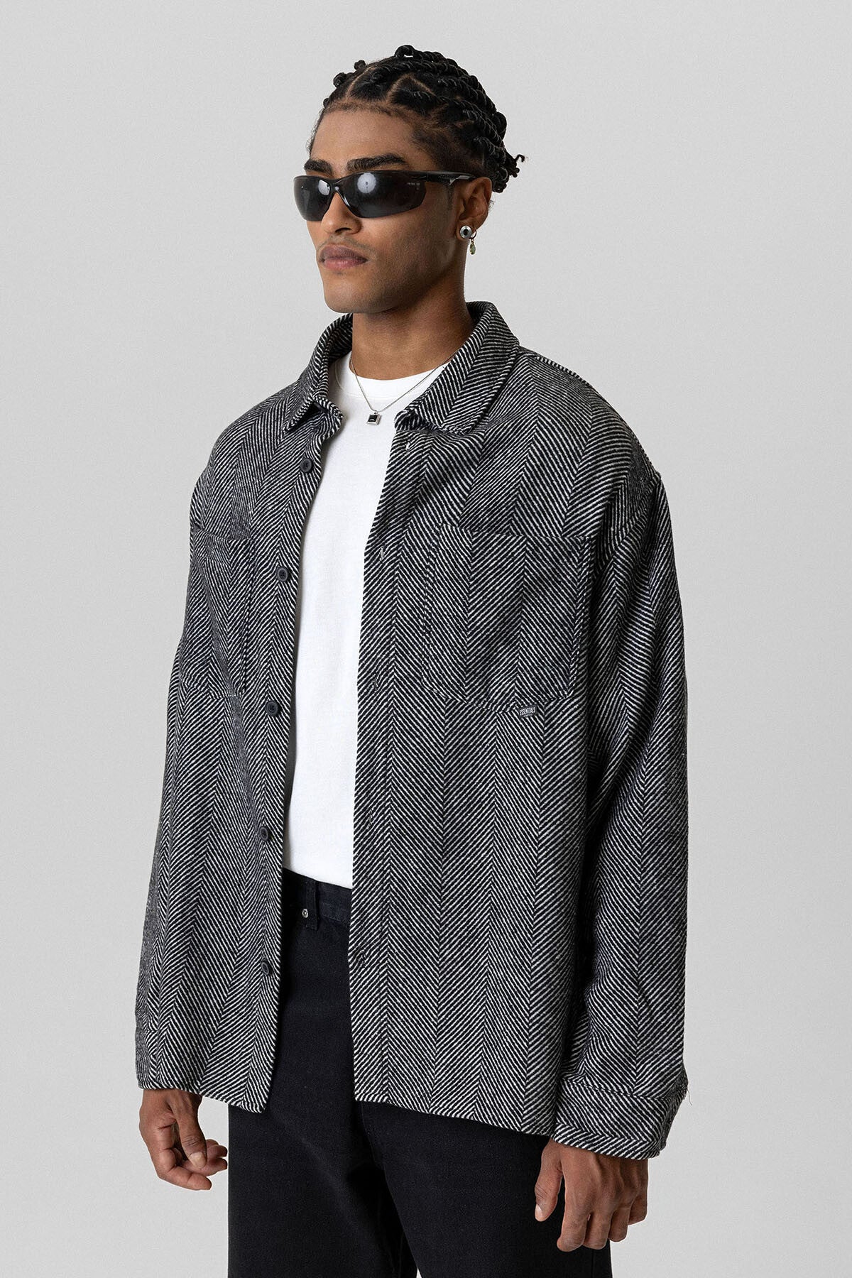 Vamos double pocket overshirt in grey mix