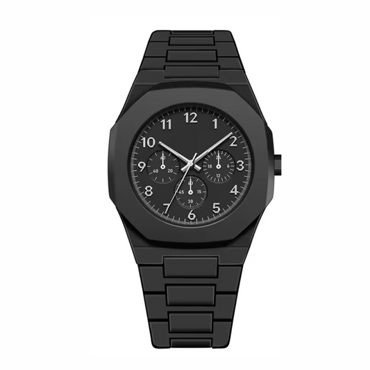 Matte chain link chronograph watch