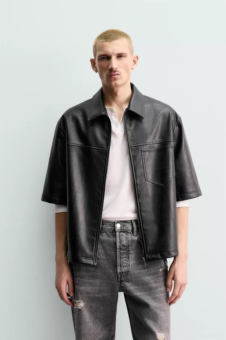 Zara faux leather shirt
