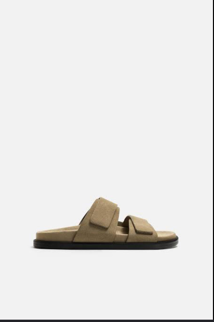 Zara Double strap suede sandal