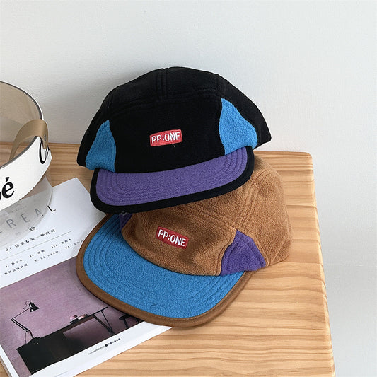 PP fleece color block panel hat