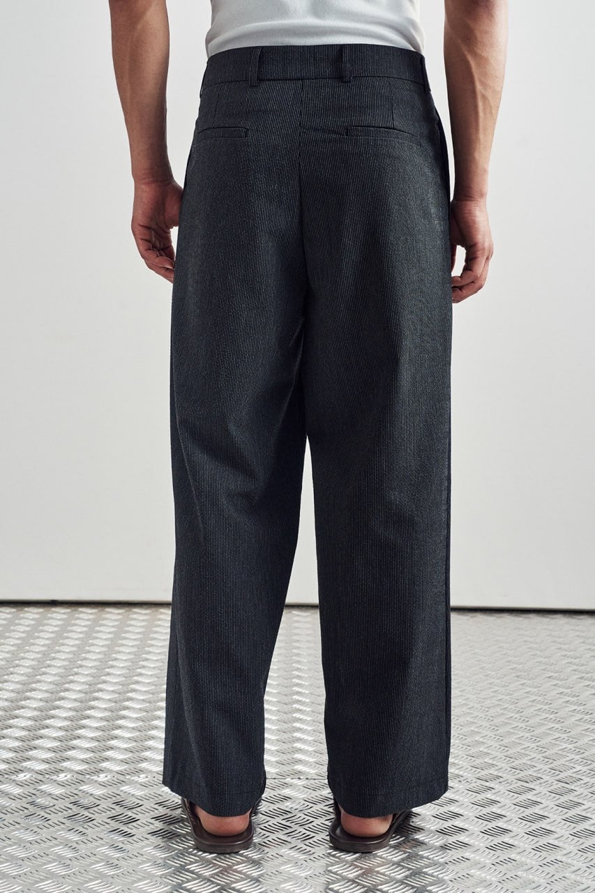 Stripe pleat trouser pants