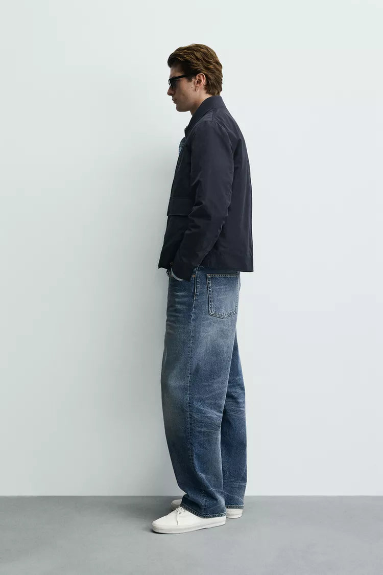 Zara water repellent technical jacket in navy
