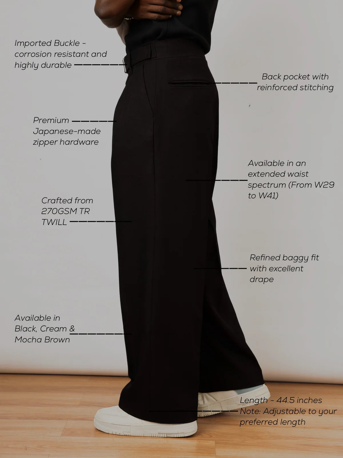 RECLAIMED OXFORD PLEATED TROUSER