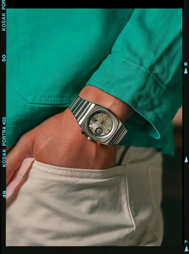 Square chronograph chain watch