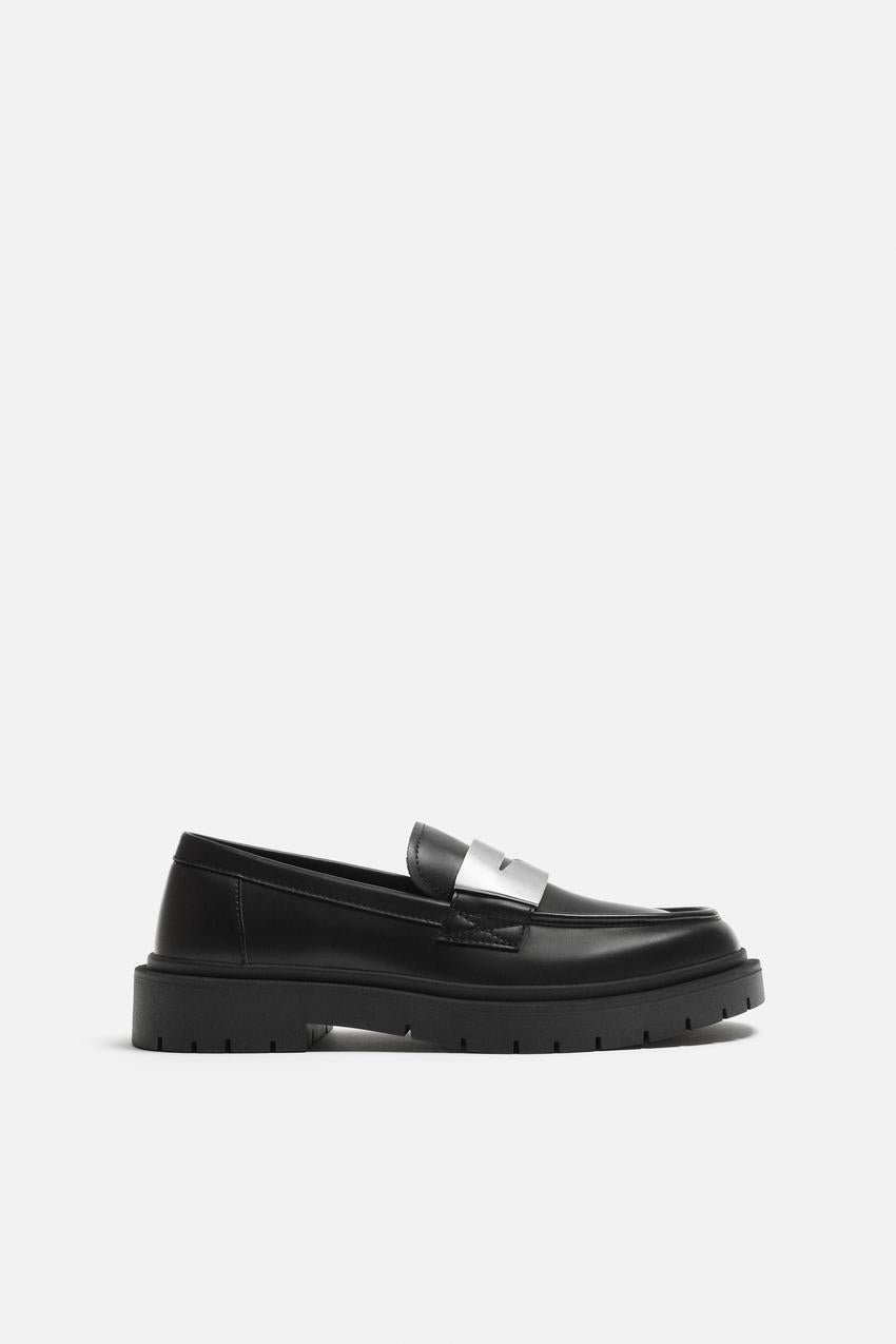 Zara chunky loafers with metal applique