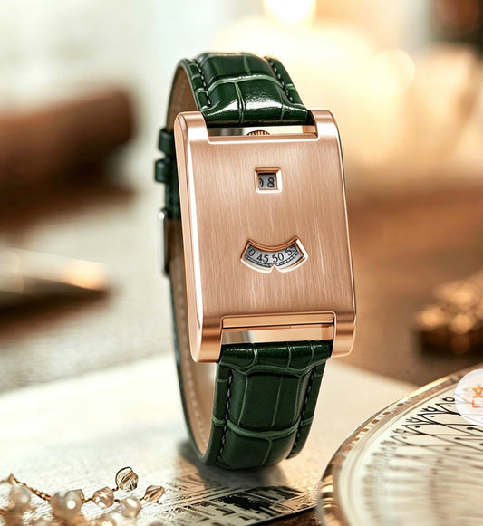 Shell date leather watch