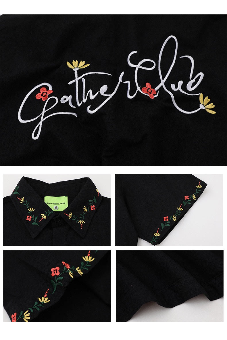 Floral embroidered shirt