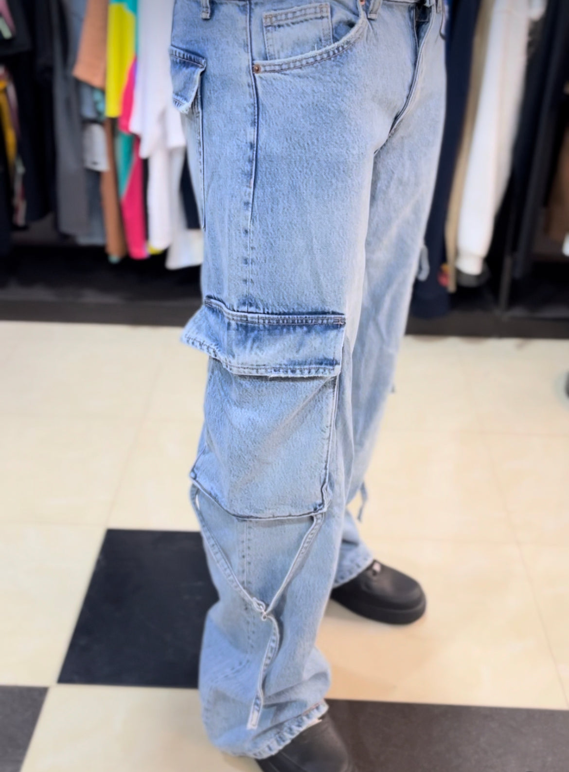 Zara Cargo utility denim jean